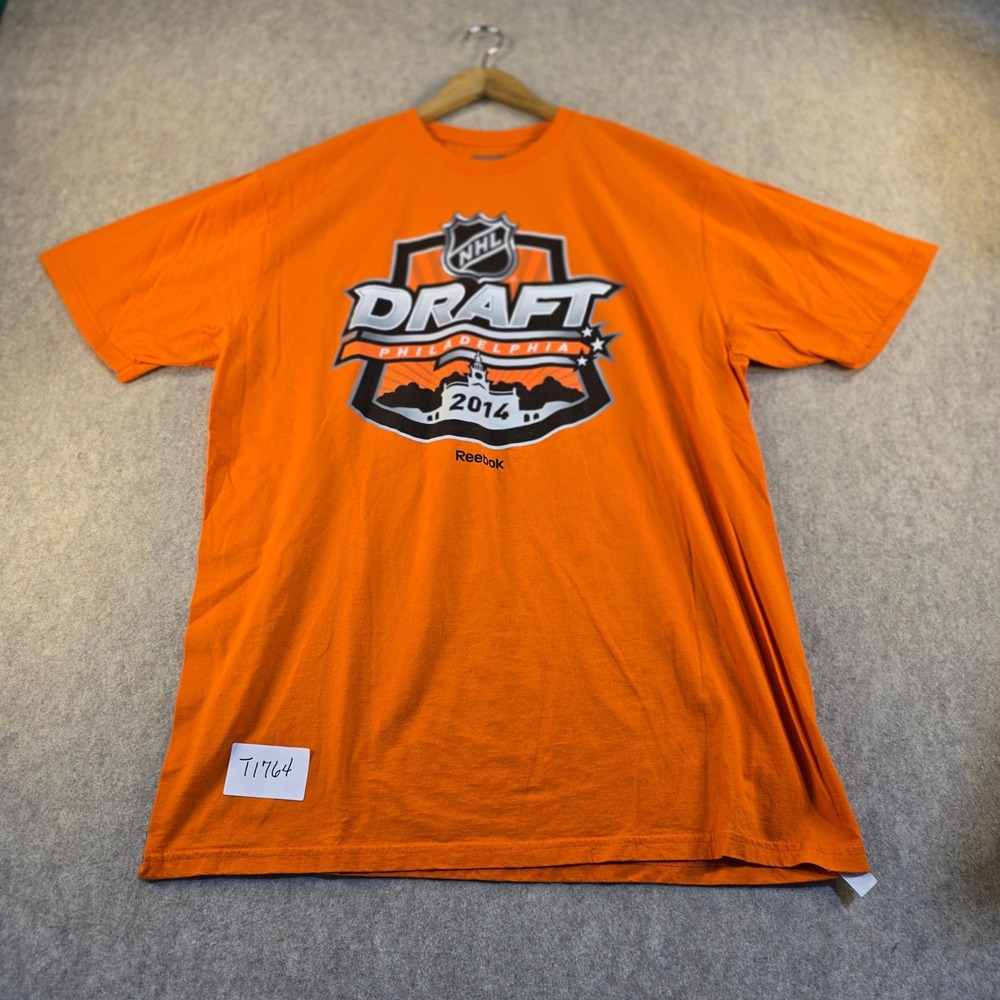Reebok NHL Draft 2014 Philadelphia Orange Graphic T-Shirt Mens‎ XL Hockey Cotton
